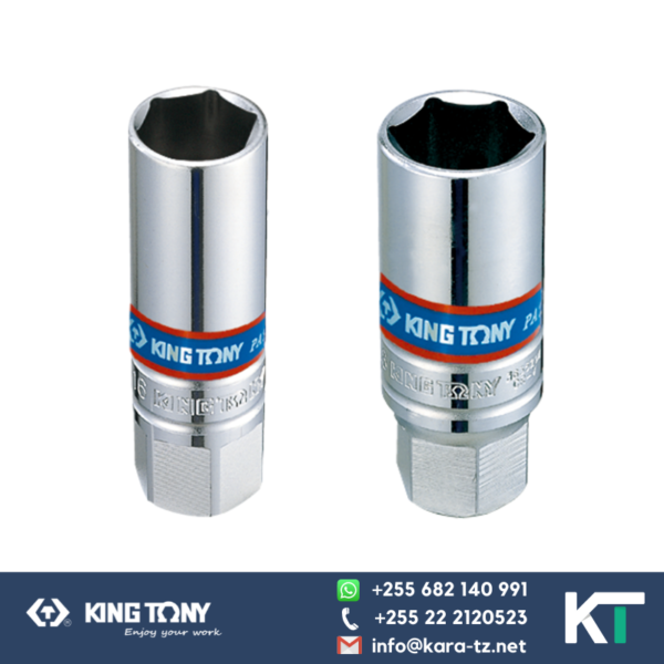 King Tony Spark Plug Socket 6 PT-Rubber Grip Tip [3/8" Dr x 20.8mm]