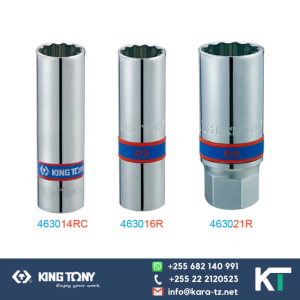 King Tony Spark Plug Socket- Thin Wall 12 PT - Magnetic/Rubber Grip [1/2"Dr]
