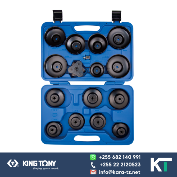 King Tony Oil Filter Spanner Kit-Cup Type 3/8" Dr [16 Pcs]