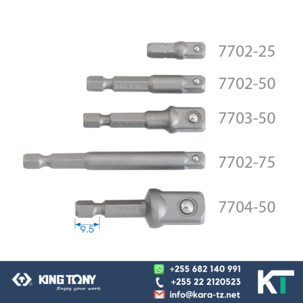 King Tony Socket Adapter 1/4" Shaft to Socket [1/2" Dr. x 50mm]