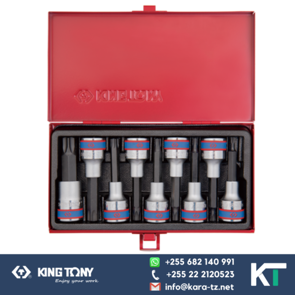 King Tony Torx Socket Bit (Long)-9 pc Set [1/2"Dr, T20-T61]