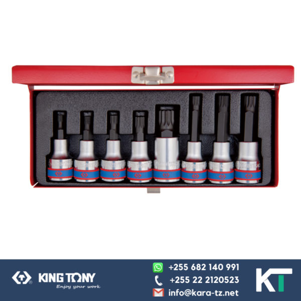 King Tony Spline Bit Socket Set 8 pcs [1/2". Dr] M5-M6