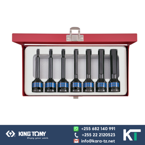 King Tony Impact Hex Bit Socket Set 7 PCS Black[1/2"Dr, 4-14mm]