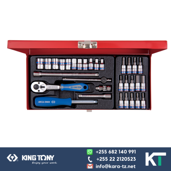 King Tony Socket Spanner Set 31pcs -12PT/4PT with bit [1/4"Dr ,4-13mm]