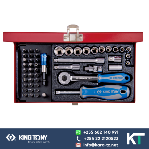 King Tony Socket Spanner with Bit Set - 51pcs 6 PT [ 1/4"Dr, 5 - 13mm]