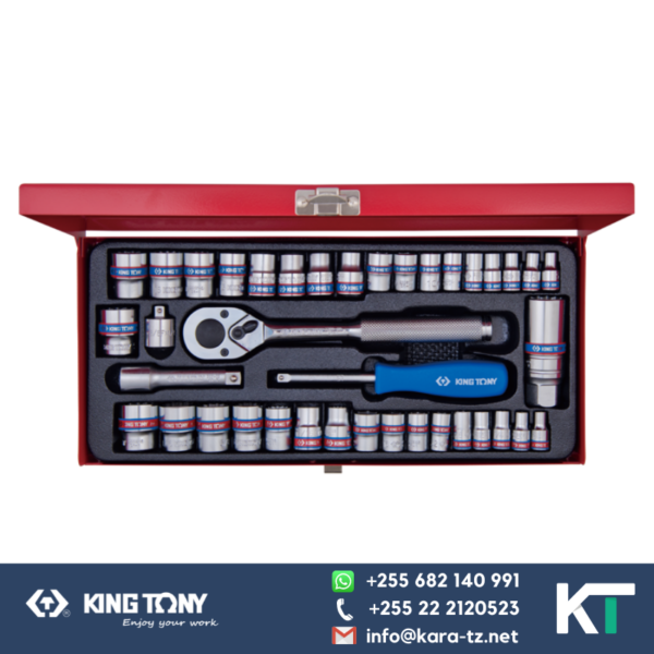 King Tony Socket Spanner Set 39PCS - 6PT &12 PT [1/4" & 3/8".Dr, 4.5 - 19mm & 3/16" - 3/4"]