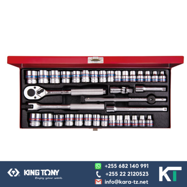 King Tony Socket Spanner Set - 36PC - 12 PT - [3/8".Dr, 6 - 22mm & 1/4" - 7/8"]