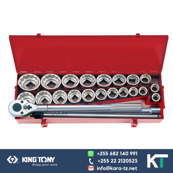 King Tony Socket Spanner Set - 24 PC - 12 PT - mm / Inches [3/4"Dr,22 - 50mm & 1" - 2"]