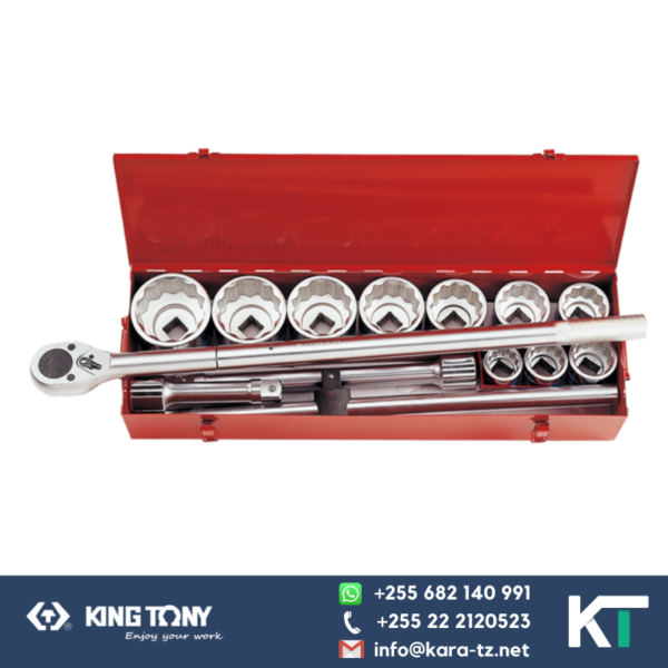 King Tony Socket Spanner Set  - 14 PCS - 12 PT [1"Dr, 36 - 80mm & 1 - 7/16 " - 3 - 1/8"]