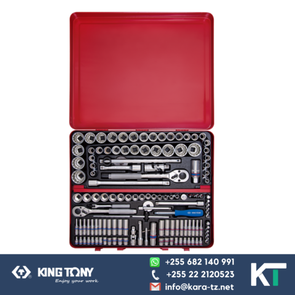 King Tony Socket and Tool Set - 135 PC - 6PT/12PT [Comb - mm/ Inches - 1/4", 3/8", 1/2". Dr]