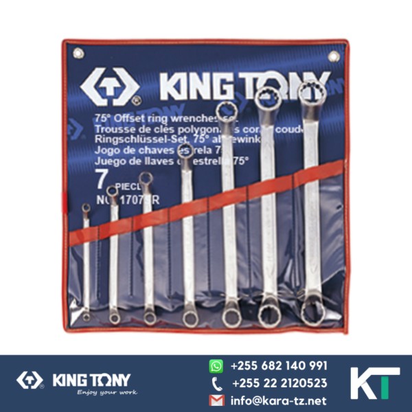 King Tony Offset Ring Spanner Set 75° [ 7 PCS, 1/4" - 1 1/8" ]