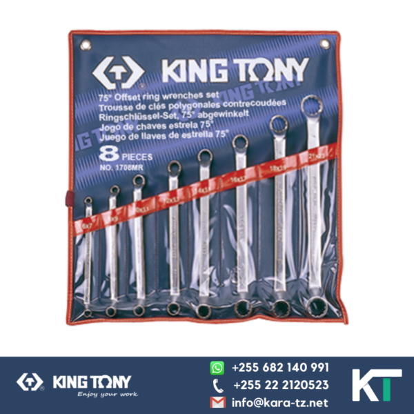 King Tony Offset Ring Spanner Set 75°  [ 8 PCS, 6-23mm ]