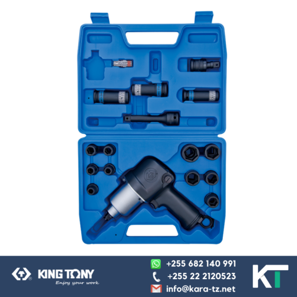 King Tony Pneumatic Impact Set- with 21 Socket - 6 PT [1/2" Dr,9 - 27mm]