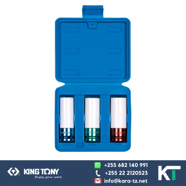 King Tony Wheel Nut Socket Set(Thin)-impact Socket 3 pcs- (coloured) [1/2"Dr, 17/19/21mm ]