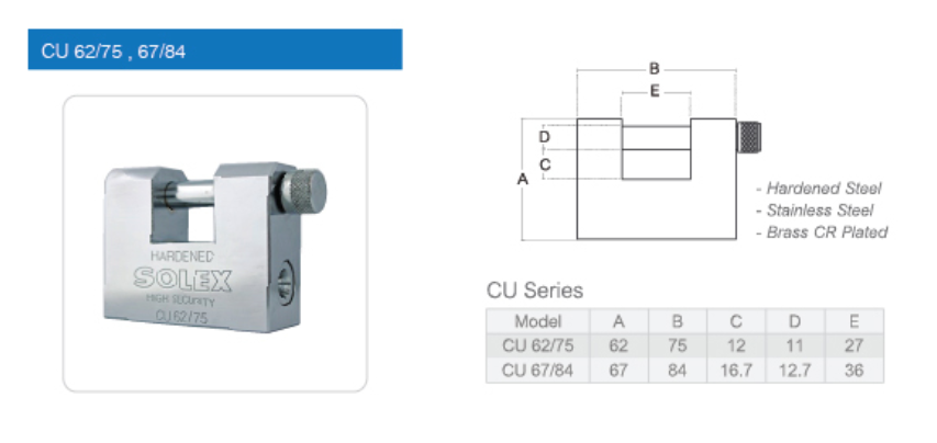 NO.CU62/75 CHROME SHUTTER LOCK